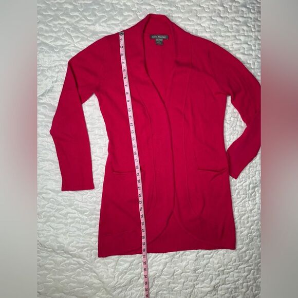 Kate & Mallory 100% Cashmere Open Front Long Cardigan Sweater Bright Pink Medium - Picture 8 of 10